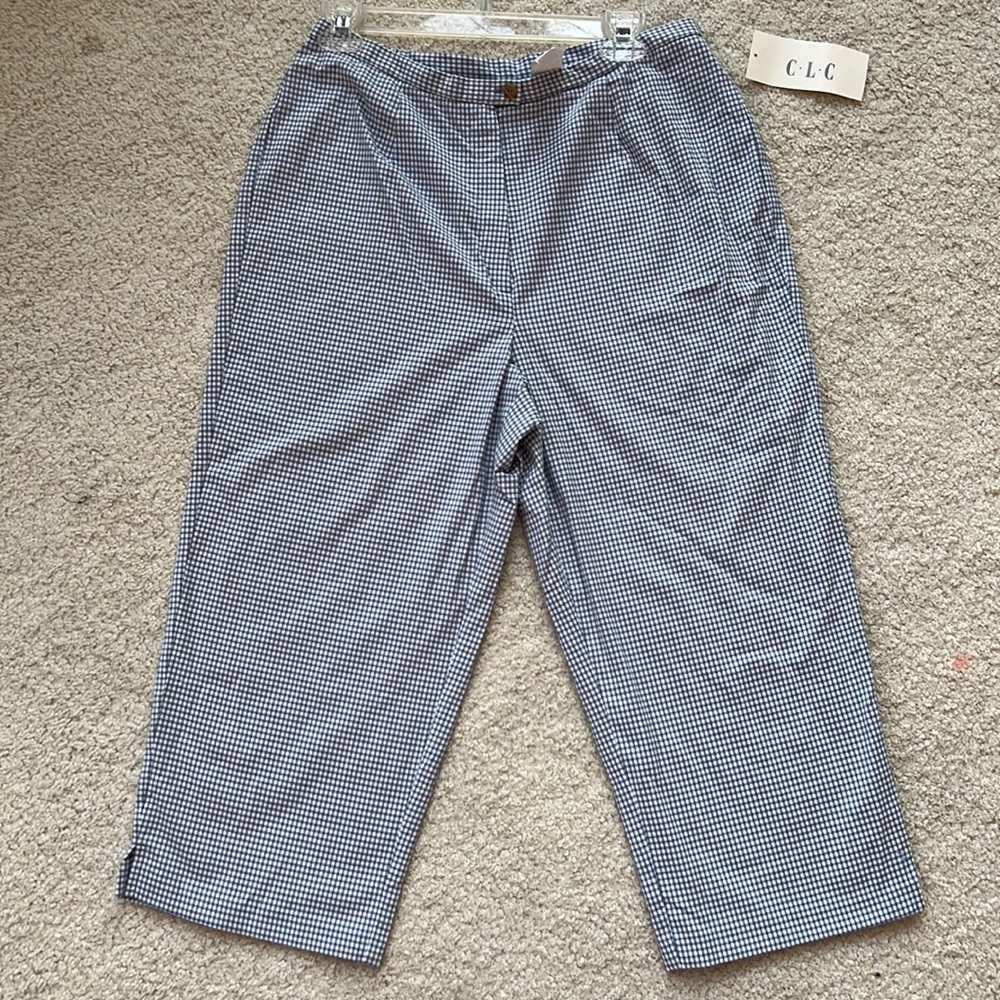 CLC Blue & White Checkered Capris (size 12)